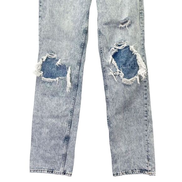 Free People We The Free My Own Lane Straight Jeans Acid Wash Distressed Size 28 - Picture 5 of 15